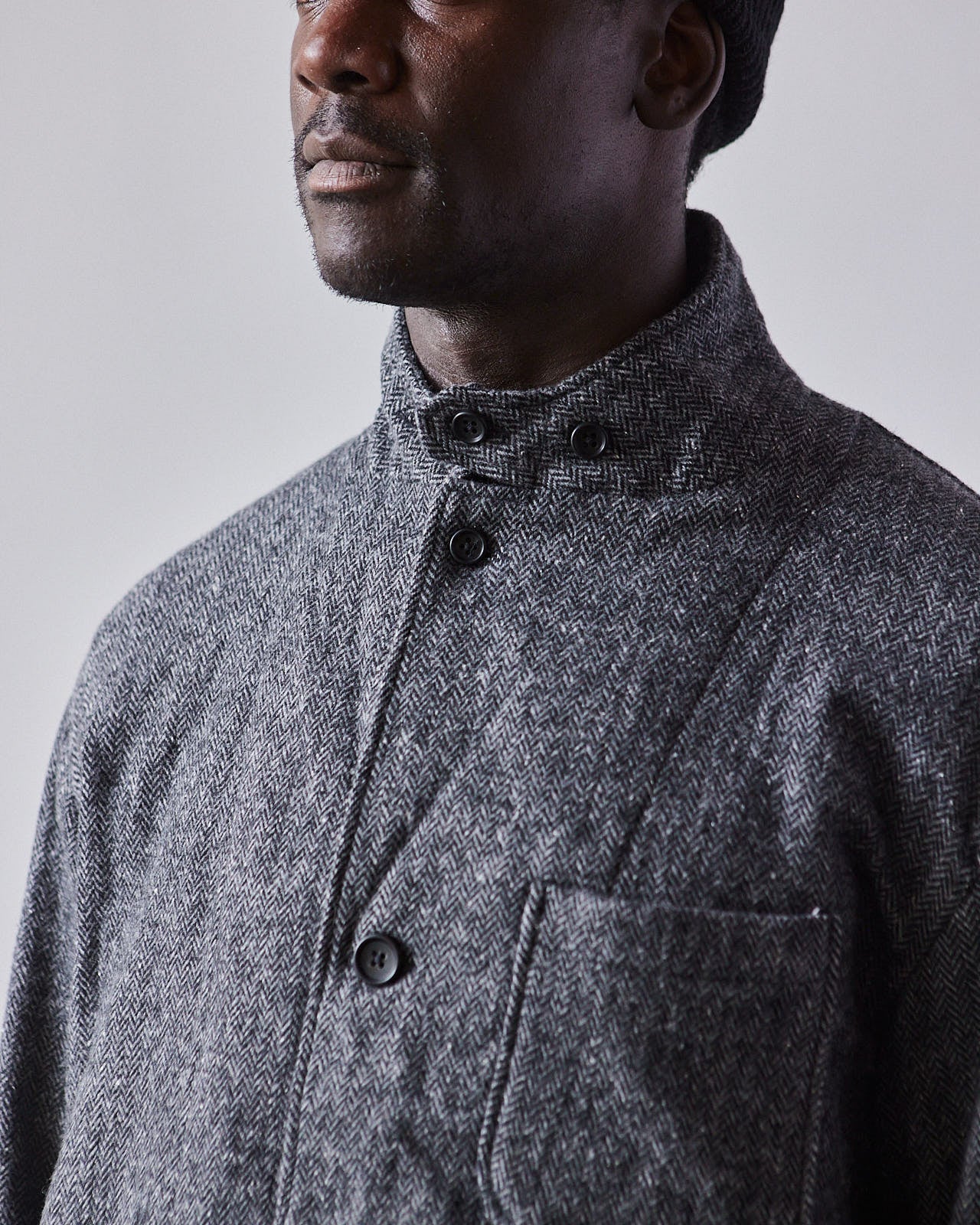 Engineered Garments Wool Loiter Jacket, Grey Herringbone