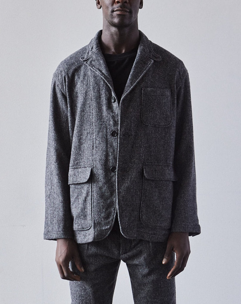 Engineered Garments Wool Loiter Jacket, Grey Herringbone | Glasswing