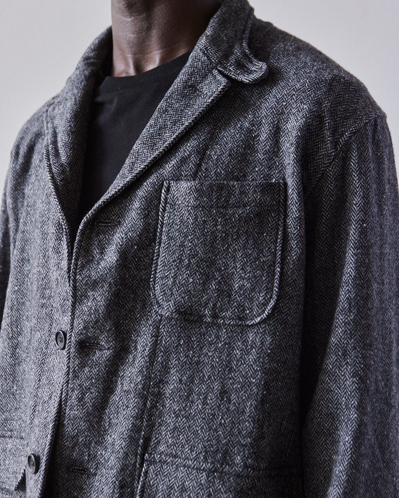 Engineered Garments Wool Loiter Jacket, Grey Herringbone – Glasswing