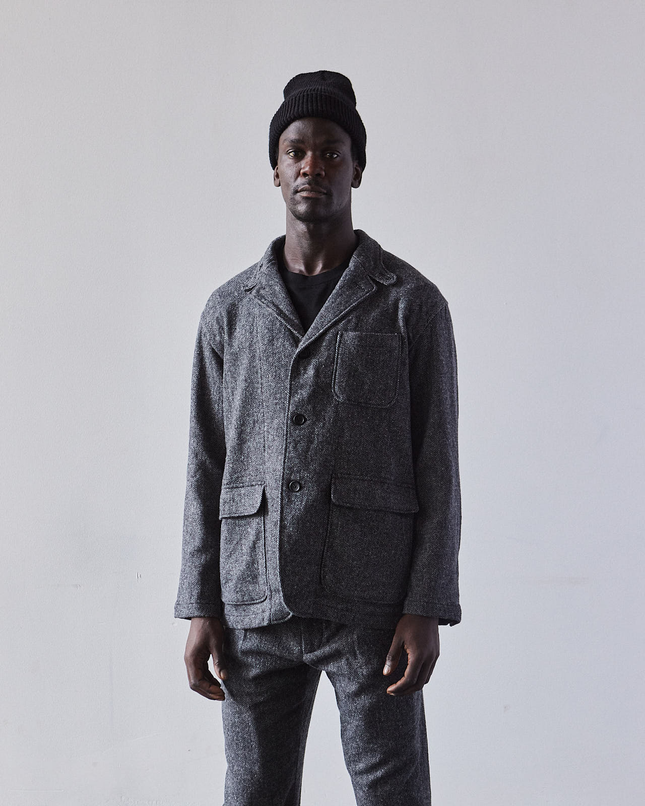 Engineered Garments Wool Loiter Jacket, Grey Herringbone