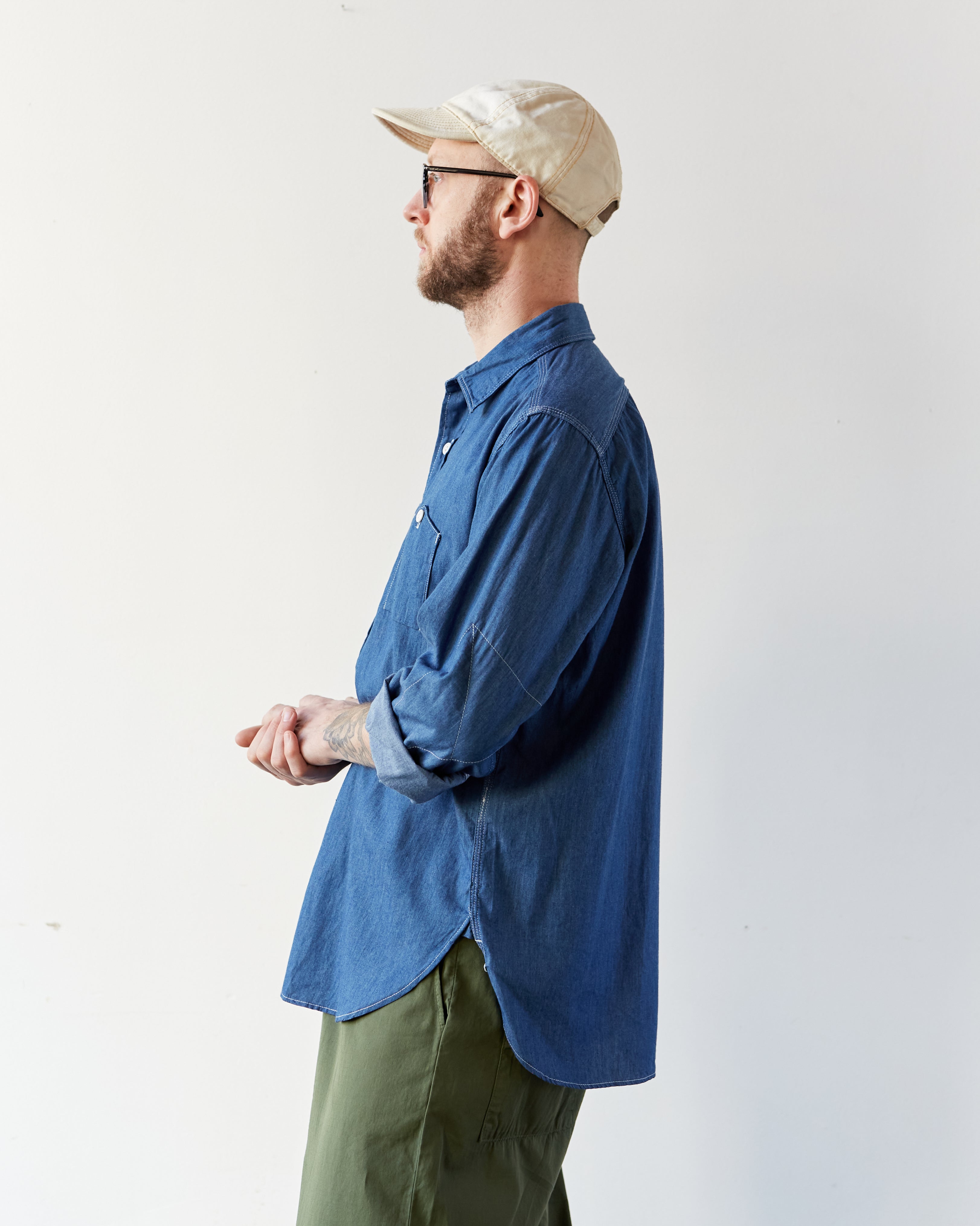 トップス Engineered Garments Work Shirt XS 2024AW Engineered Garments 4.5oz Cotton Chambray Work Shirt Light