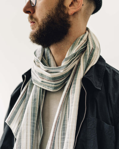 Engineered Garments Long Scarf, Green Stripe