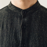 Evan Kinori Band Collar Shirt, Dark Brown