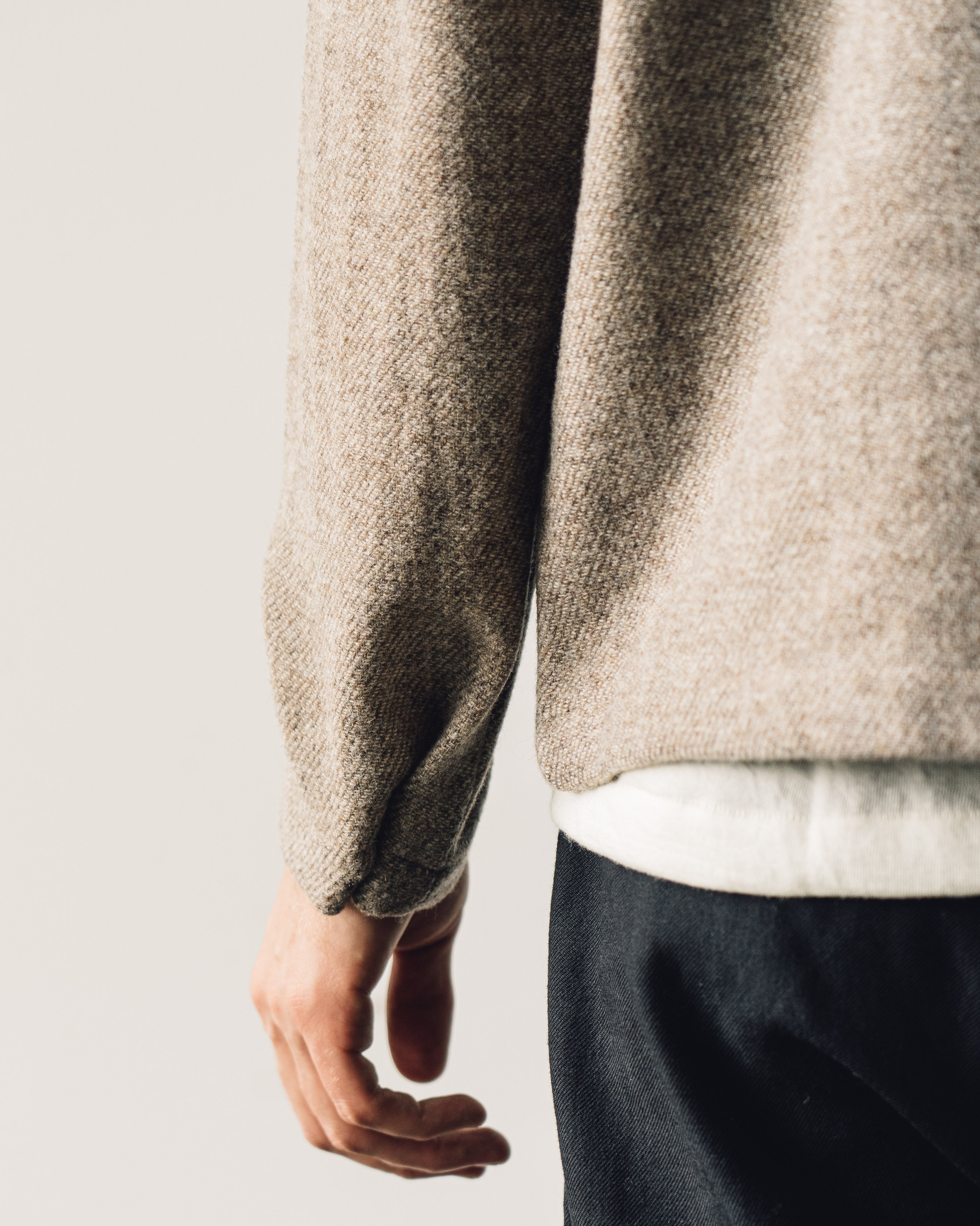 Evan Kinori Field Shirt, Brushed Wool Twill, Natural – Glasswing