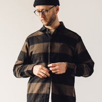 Evan Kinori Flat Hem Shirt Big Check, Brown/Black