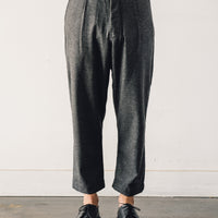 Evan Kinori Single Pleat Pant, Lambswool Flannel, Mid Grey