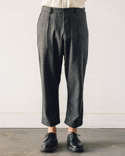 Evan Kinori Single Pleat Pant, Lambswool Flannel, Mid Grey