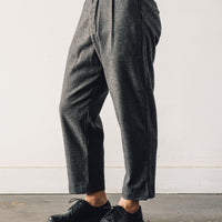 Evan Kinori Single Pleat Pant, Lambswool Flannel, Mid Grey