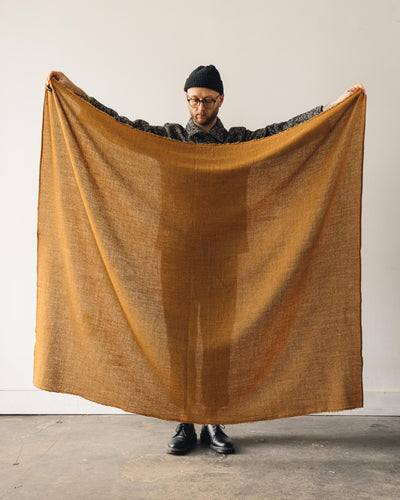 Evan Kinori Woven Scarf Wool Gauze, Mustard