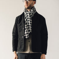 Evan Kinori Woven Scarf Wool Check Gauze, Black/White
