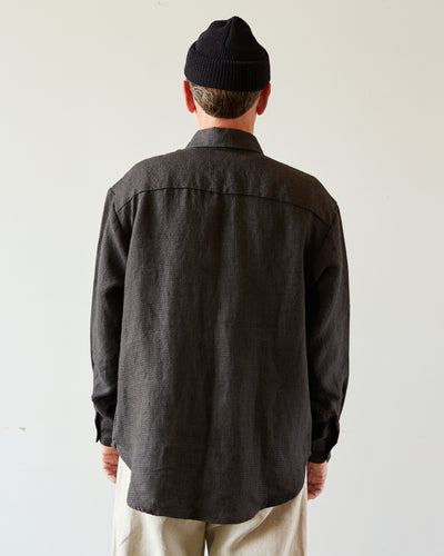 Evan Kinori Big Shirt II, Linen Houndstooth