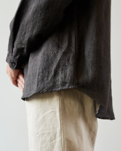 Evan Kinori Big Shirt II, Linen Houndstooth