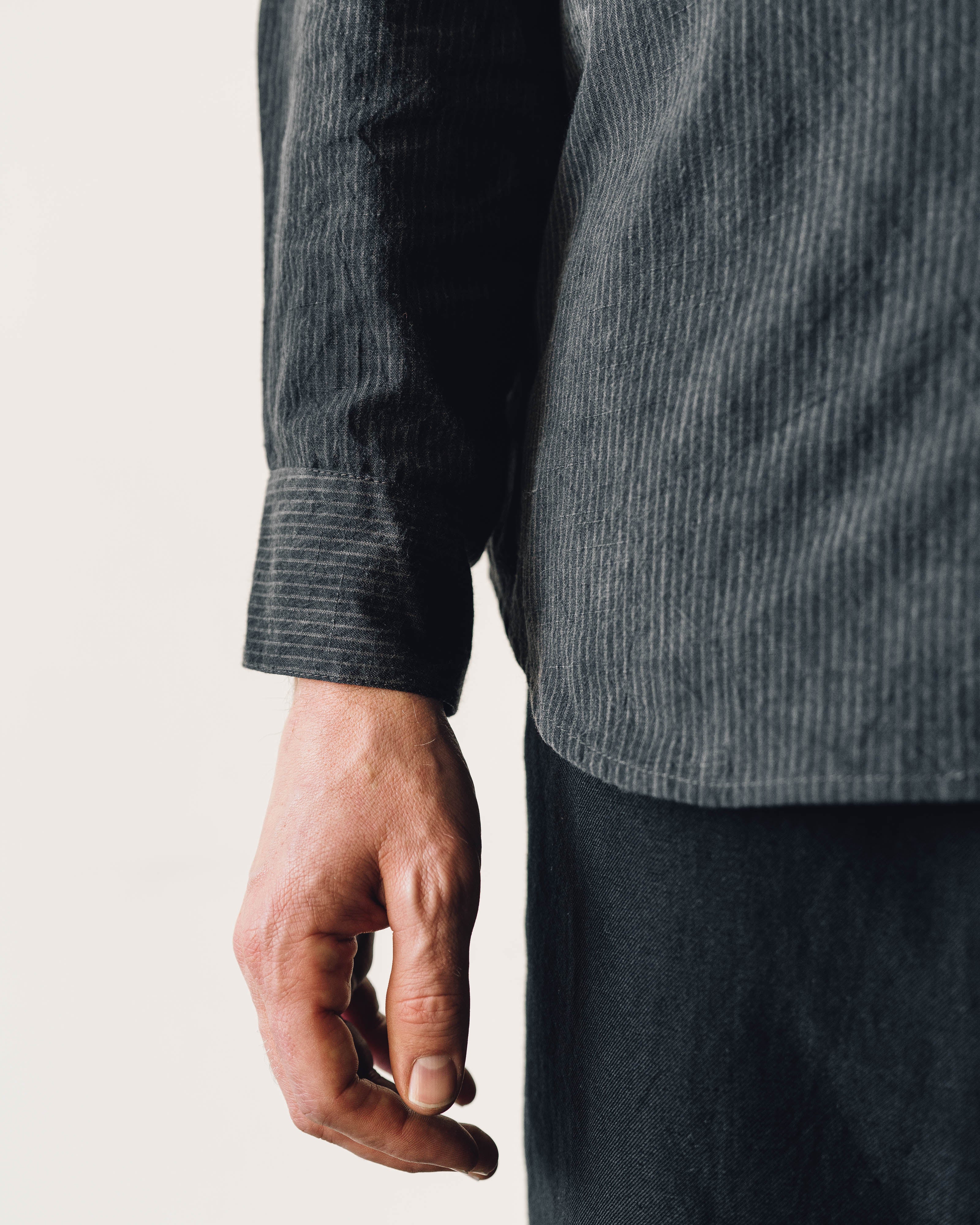 Evan Kinori Big Shirt II, Sumi Ink Overdye Black – Glasswing