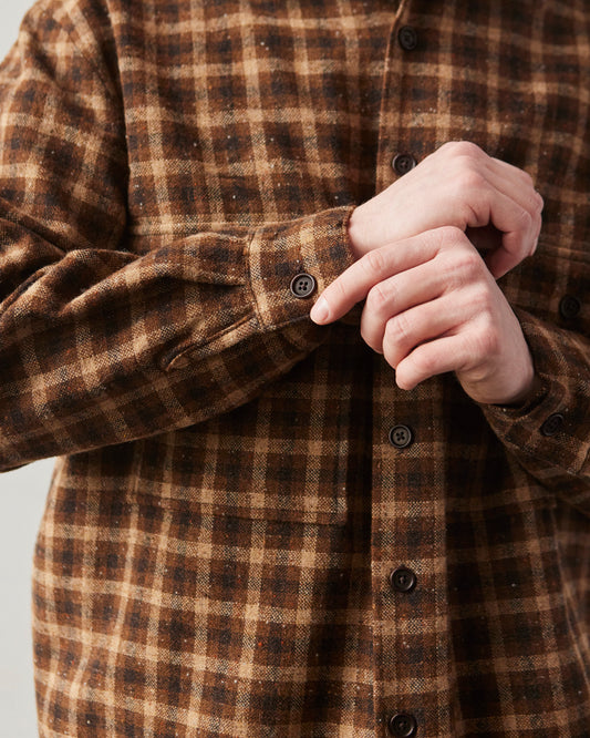 Evan Kinori Big Shirt Lined, Irish Tweed Check