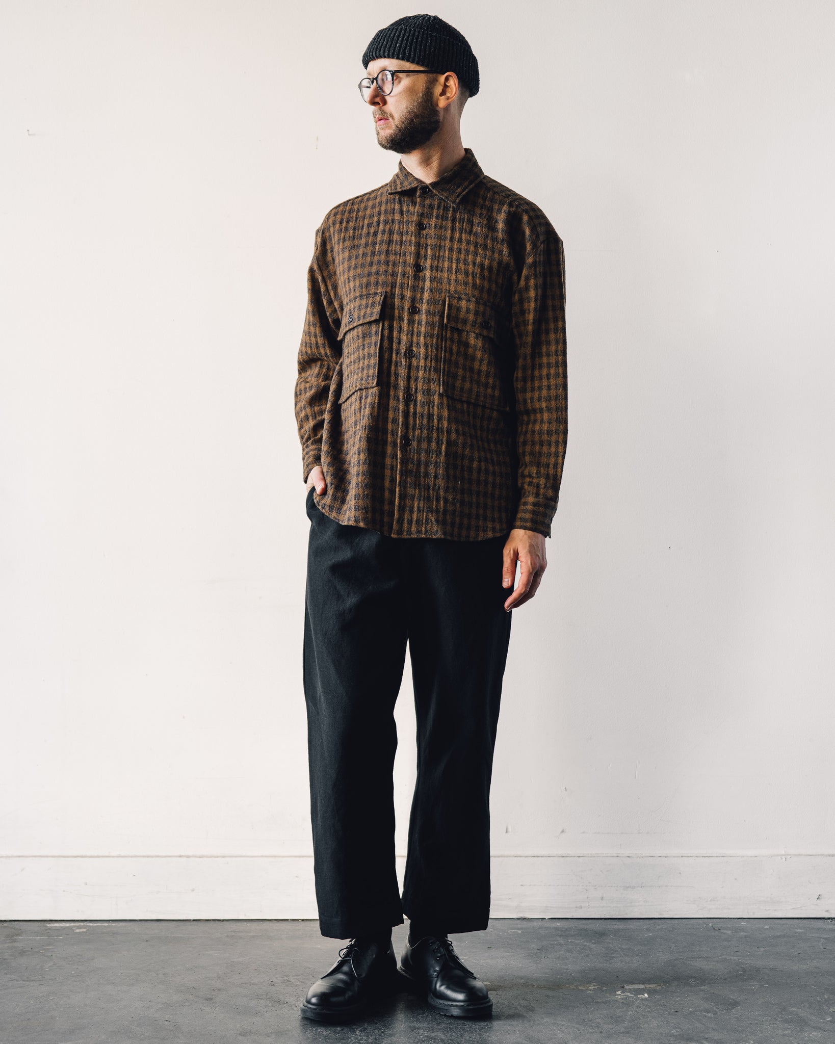 Evan Kinori Big Shirt, Brown/Ochre | Glasswing