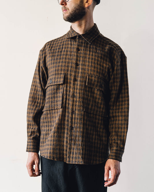 Evan Kinori Big Shirt, Brown/Ochre