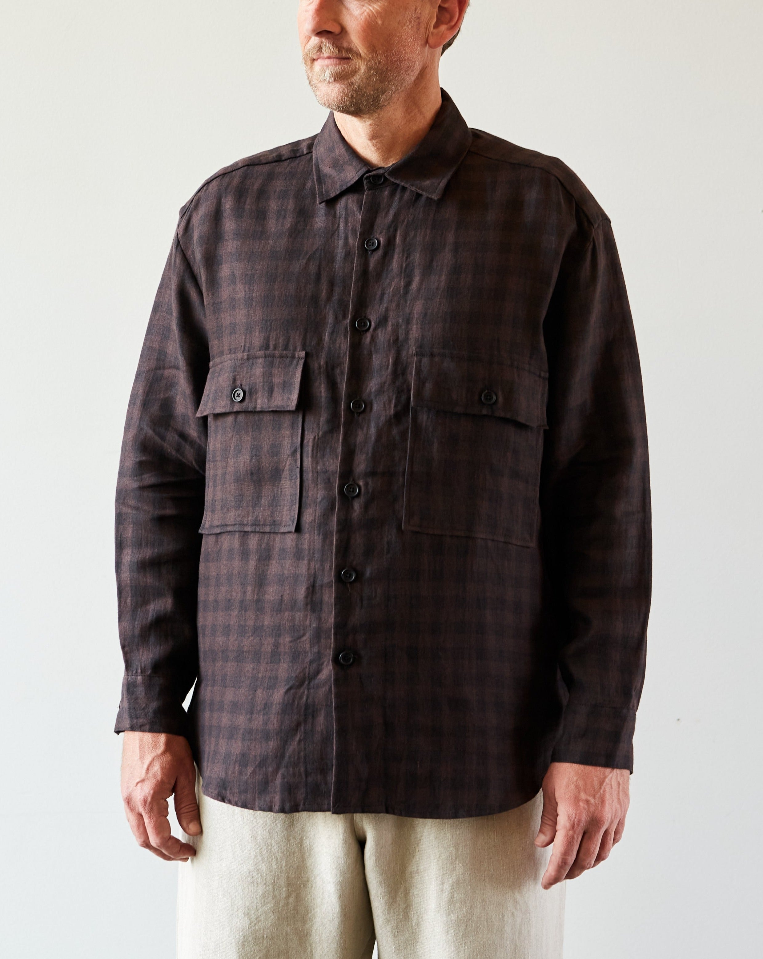 Evan Kinori Big Shirt, Irish Linen Check | Glasswing