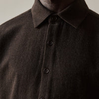 Evan Kinori Brushed Cashmere Flat Hem Shirt, Brown