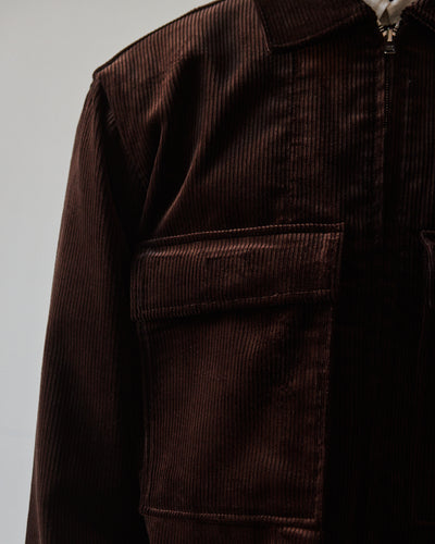 Evan Kinori Corduroy Zip Jacket, Dark Brown