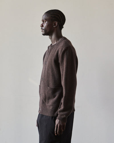Evan Kinori Crewneck Cardigan, Brown