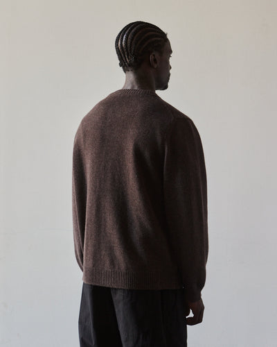 Evan Kinori Crewneck Cardigan, Brown