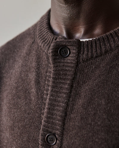 Evan Kinori Crewneck Cardigan, Brown