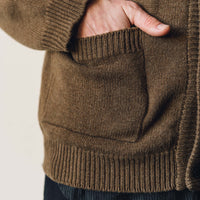 Evan Kinori Crewneck Cardigan, Ochre