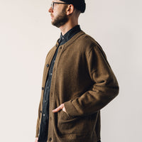 Evan Kinori Crewneck Cardigan, Ochre