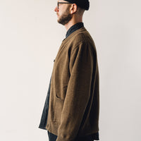 Evan Kinori Crewneck Cardigan, Ochre
