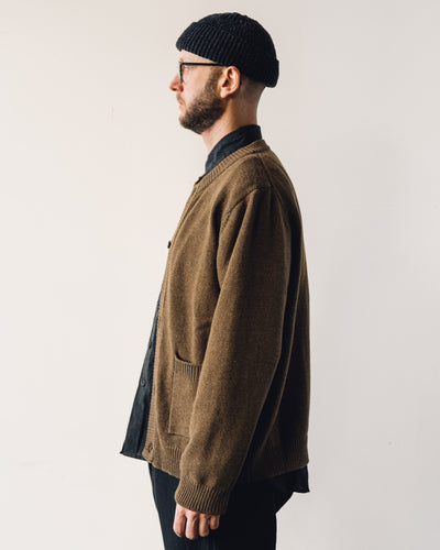 Evan Kinori Crewneck Cardigan, Ochre