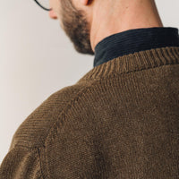 Evan Kinori Crewneck Cardigan, Ochre