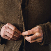 Evan Kinori Crewneck Cardigan, Ochre