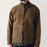 Evan Kinori Crewneck Cardigan, Ochre