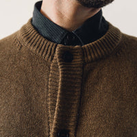 Evan Kinori Crewneck Cardigan, Ochre