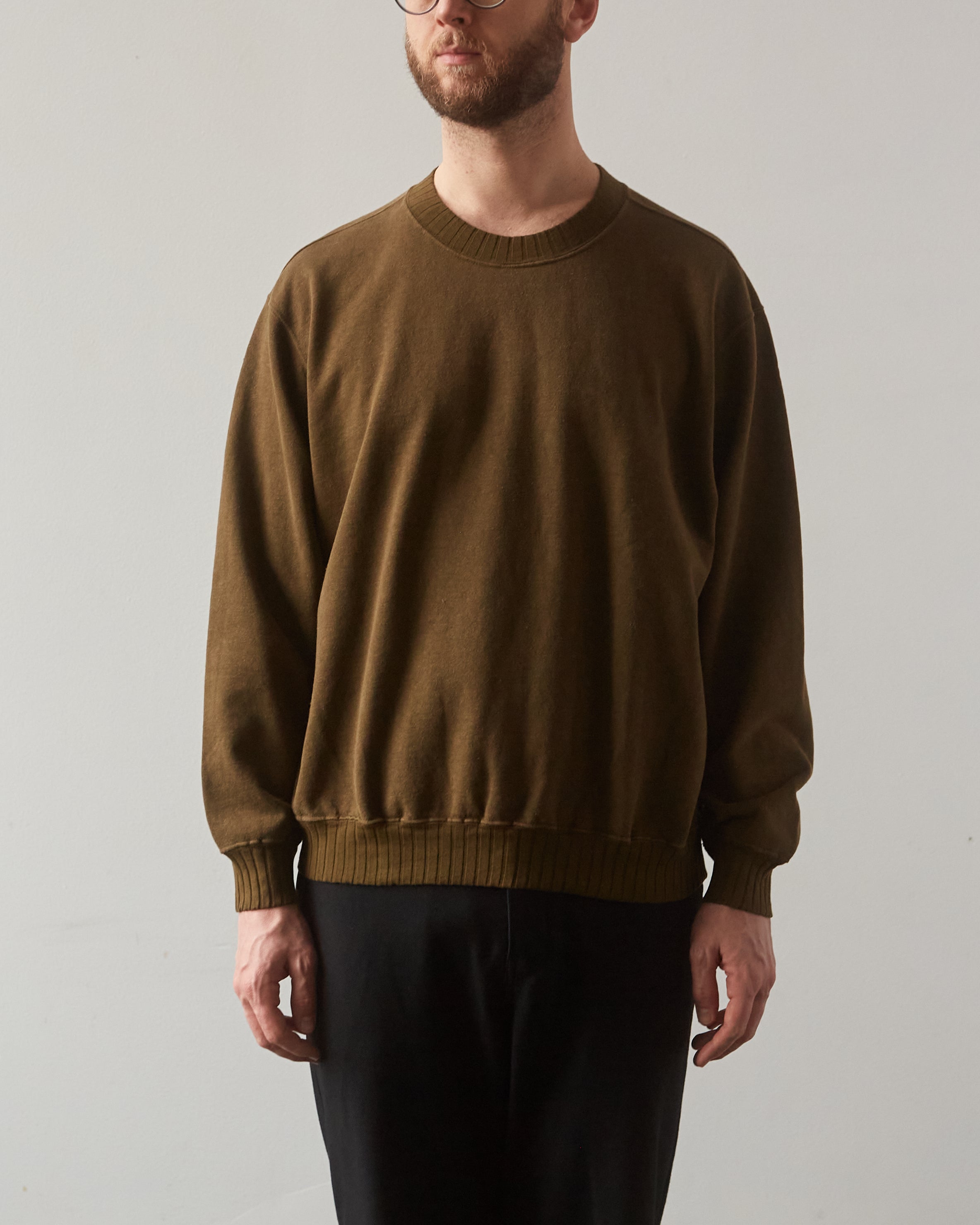 Evan Kinori Crewneck Sweatshirt, Moss | Glasswing