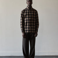 Evan Kinori Flat Hem Shirt, Brown Check