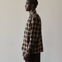 Evan Kinori Flat Hem Shirt, Brown Check