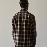 Evan Kinori Flat Hem Shirt, Brown Check