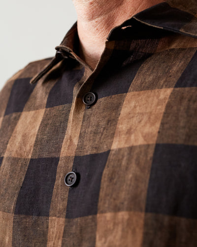 Evan Kinori Flat Hem Shirt, Kakishibu