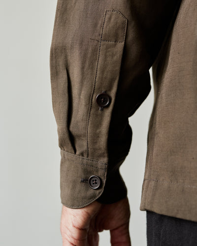 Evan Kinori Flat Hem Shirt, Olive Summercloth