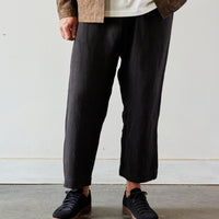 Evan Kinori Linen Elastic Pant, Black