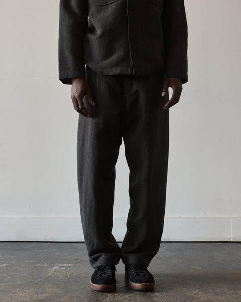 Evan Kinori Single Pleat Wool/Linen Pant, Charcoal – Glasswing