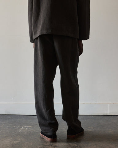 Evan Kinori Single Pleat Wool/Linen Pant, Charcoal