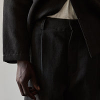 Evan Kinori Single Pleat Wool/Linen Pant, Charcoal