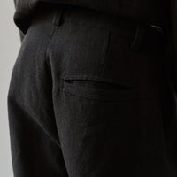 Evan Kinori Single Pleat Wool/Linen Pant, Charcoal