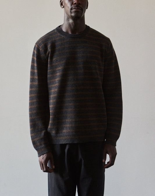 Evan Kinori Striped Sweater, Charcoal/Olive