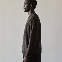 Evan Kinori Striped Sweater, Charcoal/Olive