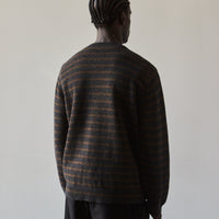 Evan Kinori Striped Sweater, Charcoal/Olive