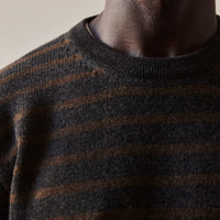 Evan Kinori Striped Sweater, Charcoal/Olive