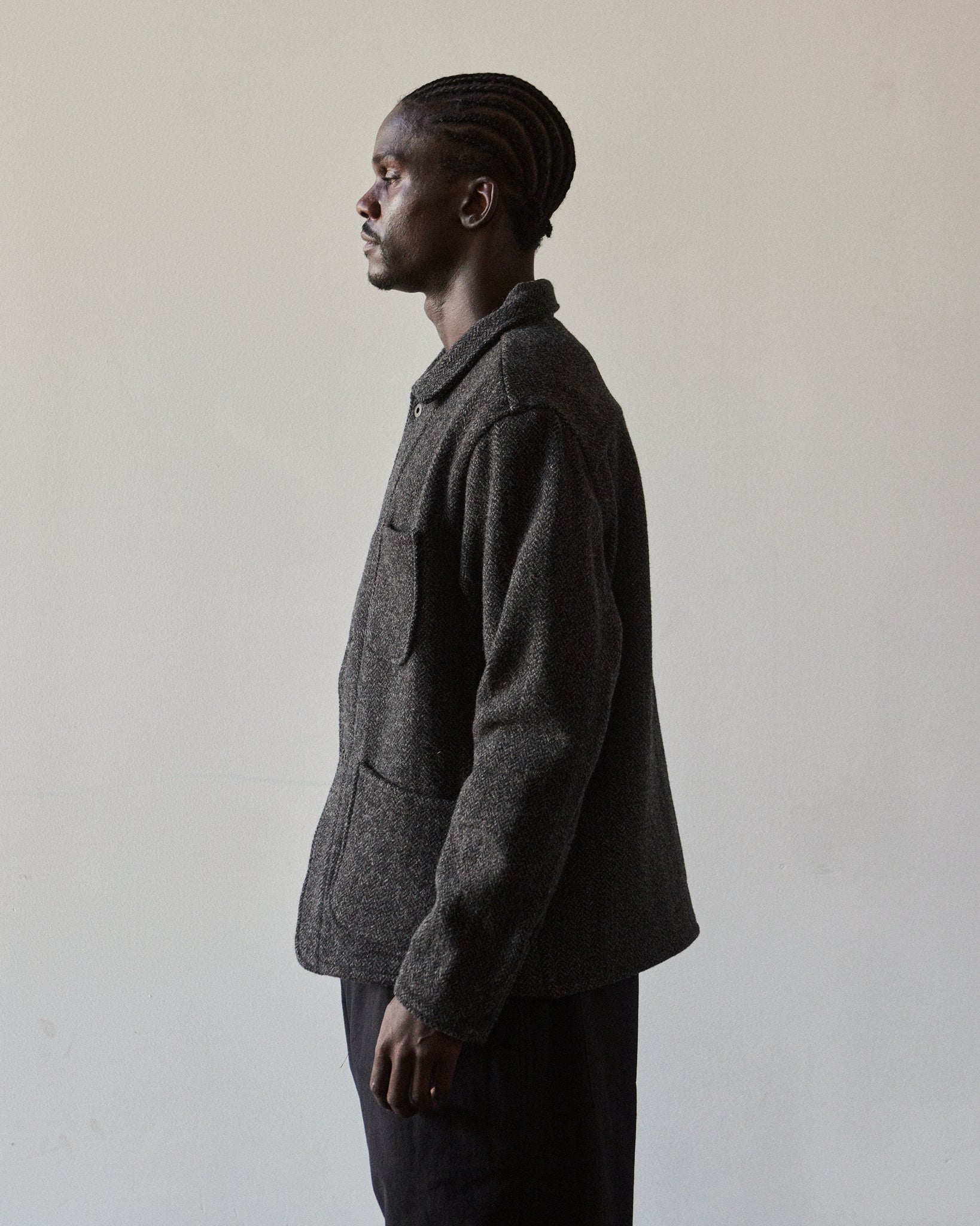 Evan Kinori Three Pocket Jacket, Herringbone Charcoal | Glasswing